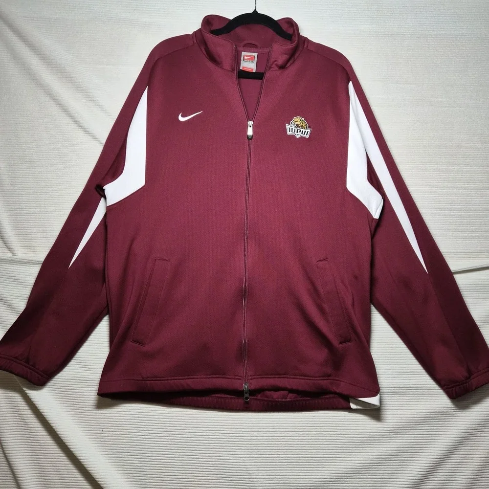 Nike IUPUI Jaguars Full Zip Track Jacket Mens Large‎ Maroon NikeFIT Dry